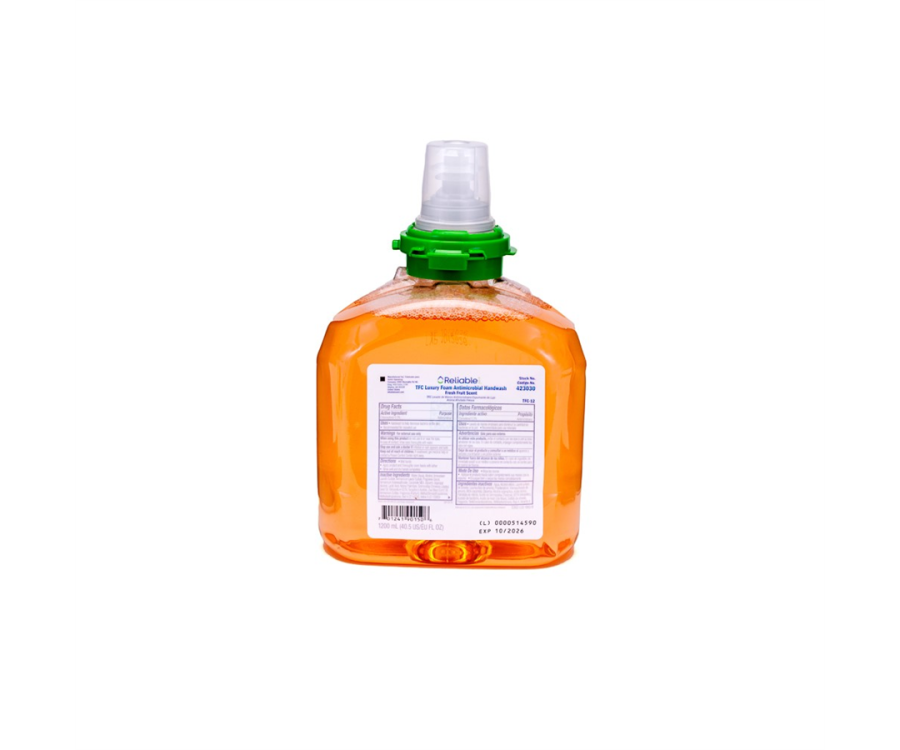 Reliable Brand® Antimicrobial Translucent Amber Foam Hand Soap (1200 ml, 2 Containers/Case)